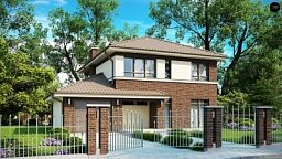 Элегантный двухэтажный дом с боковым гаражом и кабинетом на первом этаже. Элегантный двухэтажный дом с боковым гаражом и кабинетом на первом этаже.